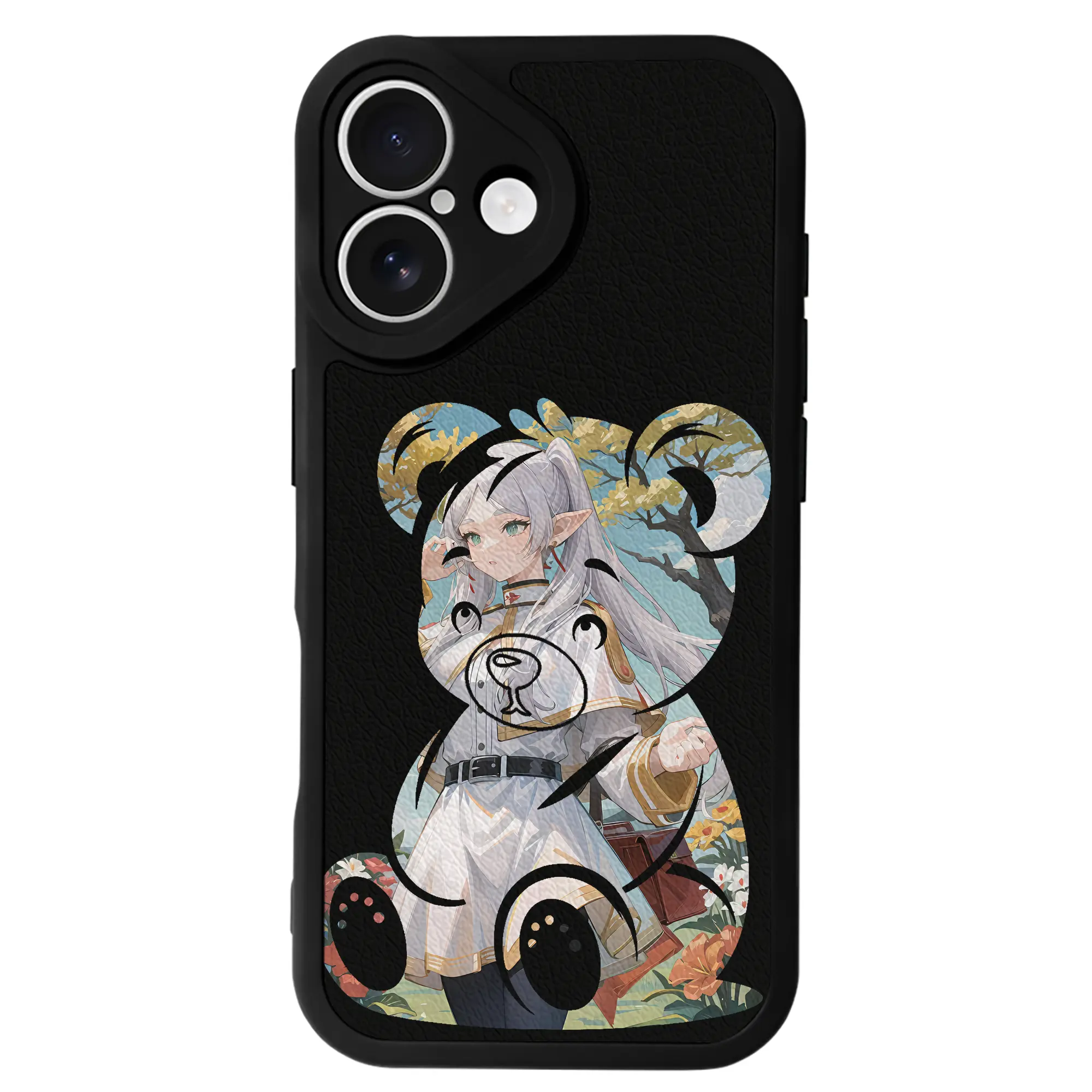 葬送のフリーレン（Frieren） グッズ,フリーレン（Frieren） - IPhone 16シリーズ対応 ・ シリコンスマホケース ・ レザー調 ・ 高精度フィット ・ 耐衝撃 ・ ワイヤレス充電対応 ・ 精密カット